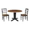 International Concepts 42 in. Solid Wood Round Drop Leaf Pedestal Table with 2 Dining Chairs in Hickory/Washed Coal K45-42DPT-23B-C2-2 - alternate 1